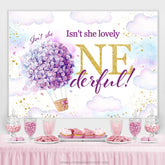 Blumen Heißluftballon Himmel Hintergrund zum 1. Geburtstag